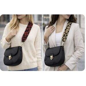 Black/Red Pair Adjustable Replacement Purse Crossbody Strap w/Gold Hardware